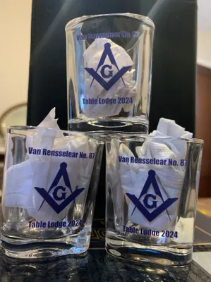 Imported Square Shot Glass - Its a Masonic table lodge