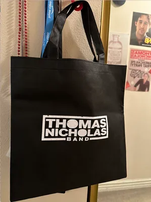 Custom Popular Non-Woven Tote Bag - merch booth display at my bands concert