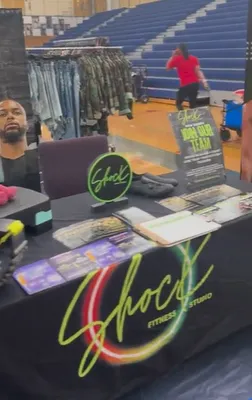 Custom Rectangle Table Covers - We set up our information table at the East Point College Park Alumnae Chapters Crimson and Cream Festival