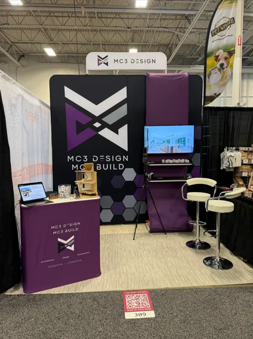 CustomShotGlassNow.com - Custom Trade Show Display Media Display with TV Stand 10' x 10'