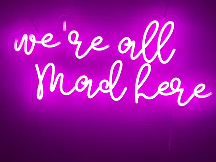 CustomShotGlassNow.com - We're All Mad Here Neon Sign