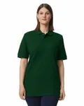 Unisex Midweight Double Pique Polo Forest Green