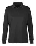 Harriton Ladies' Advantage Snag Protection Plus IL Long Sleeve Polo BLACK