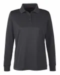 Harriton Ladies' Advantage Snag Protection Plus IL Long Sleeve Polo Dark Charcoal