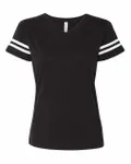 LAT Ladies' Football T-Shirt Black Solid/ White