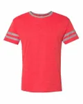 Adult TRI-BLEND Varsity Ringer T-Shirt Fiery Red Heather/ Oxford