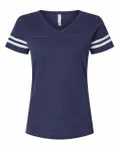 LAT Ladies' Football T-Shirt Vintage True Navy/ Blended White