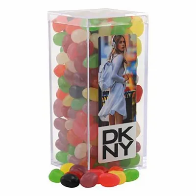 Large Rectangle Acrylic Candy Box with Assorted Jelly Beans - Custom Shot Glass Now