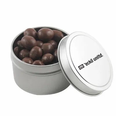 Round Tin with Chocolate Peanuts - SBF3100 - Custom Shot Glass Now
