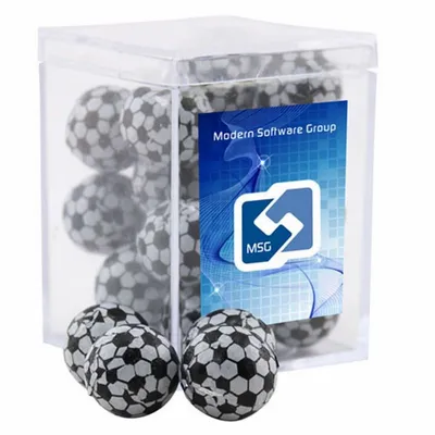 Acrylic Box with Chocolate Soccer Balls - Small - Custom Shot Glass Now