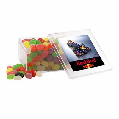 Large Square Acrylic Candy Box with Assorted Jelly Beans - Custom Shot Glass Now