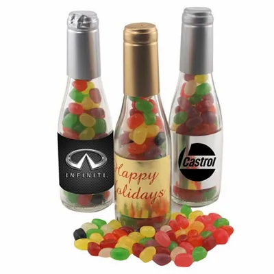 Champagne Bottle w/ Teenee Beanee Jelly Beans 8" - Custom Shot Glass Now