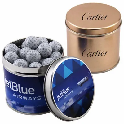 Round Tin with Chocolate Golf Balls - SBF4100 - Custom Shot Glass Now