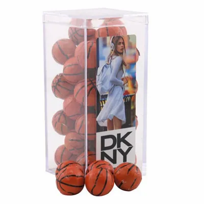 Acrylic Box with Chocolate Basketballs - Medium - Custom Shot Glass Now