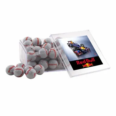 Acrylic Box with Chocolate Baseballs - Large - Custom Shot Glass Now