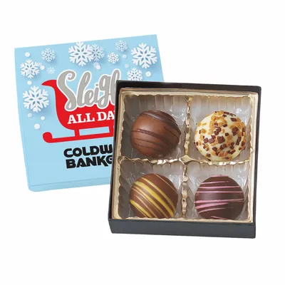 Truffle Gift Box Full Color Lid with 4 Truffles - Custom Shot Glass Now