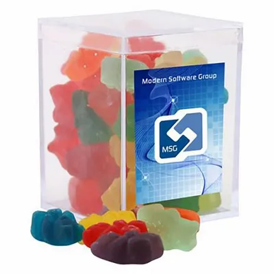 Clever Candy Small Acrylic Candy Box with Gummy Bears - Custom Shot Glass Now