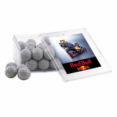 Acrylic Box with Chocolate Golf Balls - Large - Custom Shot Glass Now