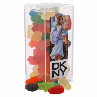 Clever Candy Large Rectangle Acrylic Candy Box with Gummy Bears - Custom Shot Glass Now