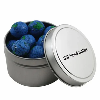 Round Tin with Chocolate Globes - SBF3100 - Custom Shot Glass Now
