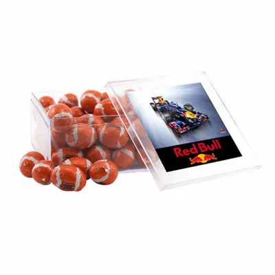 Acrylic Box with Chocolate Footballs - Large - Custom Shot Glass Now