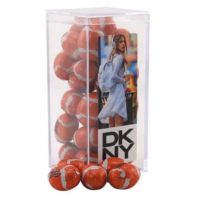 Acrylic Box with Chocolate Footballs - Medium - Custom Shot Glass Now