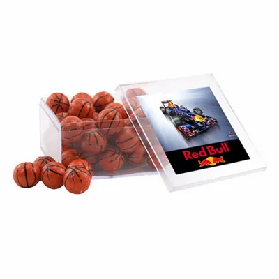 Acrylic Box with Chocolate Basketballs - Large - Custom Shot Glass Now