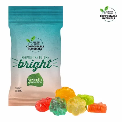 1oz ECO-Digibag, Compostable & Full Color, Gummy Blooms - Custom Shot Glass Now
