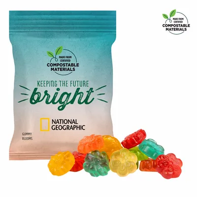 2oz. ECO-Digibag, Compostable & Full Color, Gummy Blooms - Custom Shot Glass Now