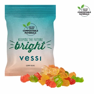 2oz. ECO-Digibag, Compostable & Full Color, Gummy Bears - Custom Shot Glass Now