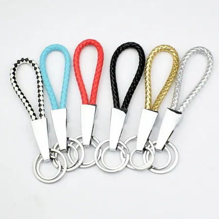 Braided Leather & Metal Keychain Braided Leather & Metal Keychain - Custom Shot Glass Now