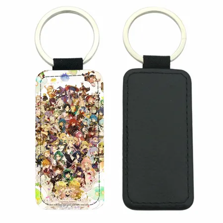 Curved Rectangle Leather Keychain Curved Rectangle Leather Keychain - Custom Shot Glass Now