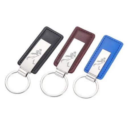 Classic Metal & Leather Keychain Classic Metal & Leather Keychain - Custom Shot Glass Now