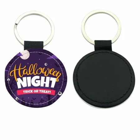 Circle Leather Keychain Circle Leather Keychain - Custom Shot Glass Now