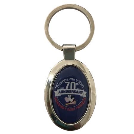 Durable Epoxy Oval Metal Keychain Durable Epoxy Oval Metal Keychain - Custom Shot Glass Now