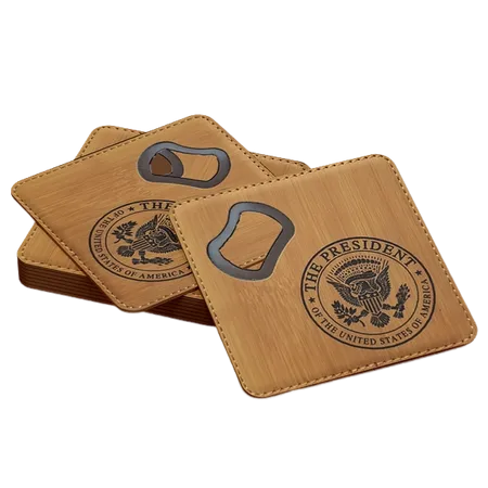 Leather Bottle Opener Coaster - Custom Shot Glass Now