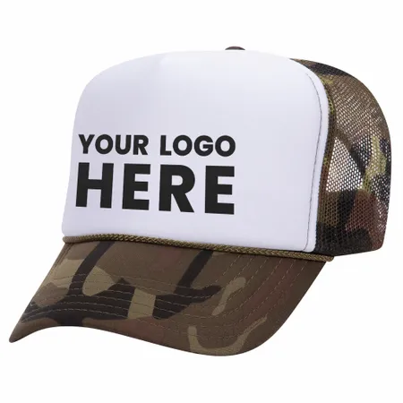 Otto 49-158 5-Panel High Crown Foam Trucker Hat - Camo - Custom Shot Glass Now