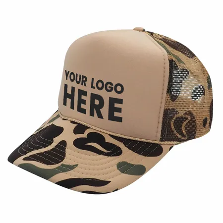 Nissun CPC - Foam Trucker Hat Camo, 5-Panel Camouflage Cap - Custom Shot Glass Now