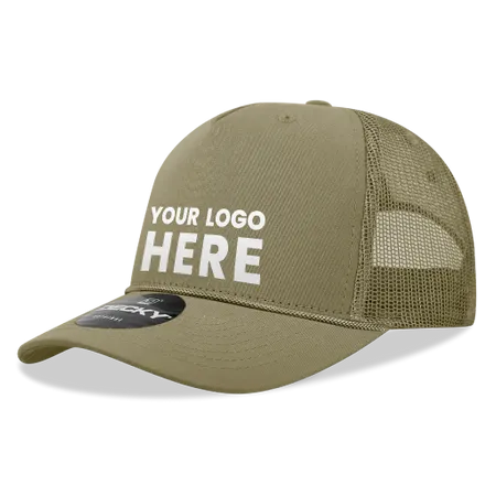Decky 6040 - 5 Panel Mid Profile Structured Cotton/Poly Blend Trucker w/Rope - Custom Shot Glass Now