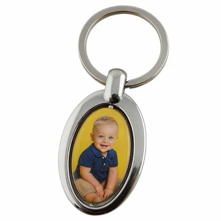 Spinning Oval Metal Keychain - Custom Shot Glass Now