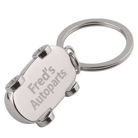 Intricate Car-shaped Metal Keychain - Custom Shot Glass Now