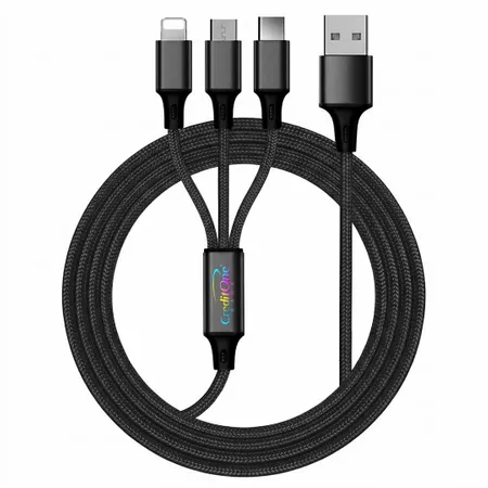 Nylon Braided 3-in-1 Charging Cables - Custom Shot Glass Now
