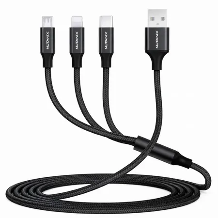 Nylon Braided 3-in-1 Charging Cables - Custom Shot Glass Now