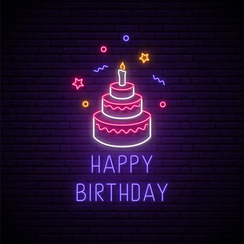 Happy Birthday with Cake Neon Sign - Custom Shot Glass Now