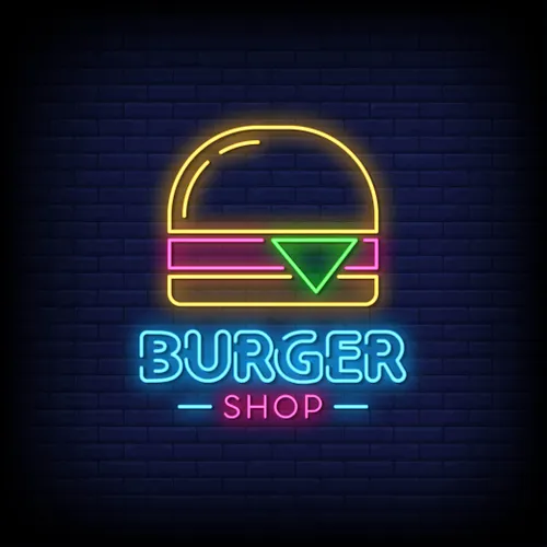 Burger Shop Neon Sign - Custom Shot Glass Now