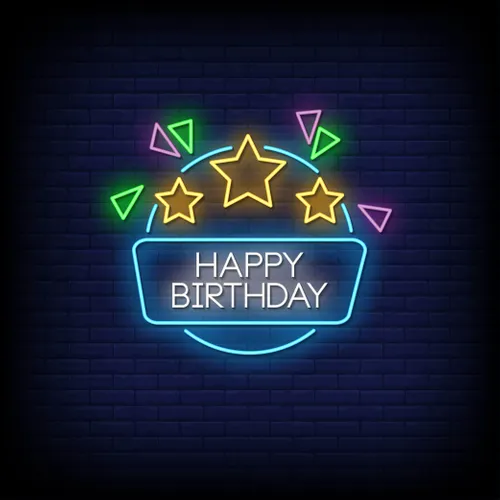 Star & Angles Happy Birthday Neon Sign - Custom Shot Glass Now