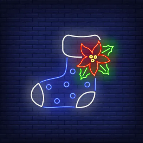 Boot Sock with Ponsettia Flower Neon Sign - Custom Shot Glass Now