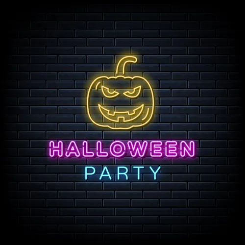 Halloween Party Neon Sign with Pumpkin - Custom Shot Glass Now
