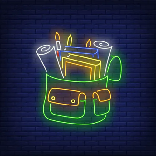 Backpack With Stationery Neon Sign - Custom Shot Glass Now