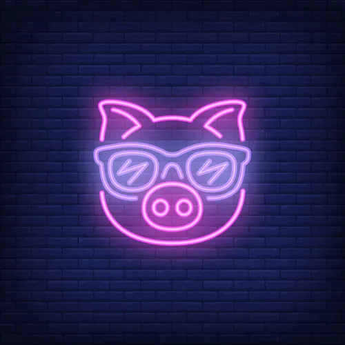 Cute Cartoon Pink Pig Sunglasses Neon Sign - Custom Shot Glass Now